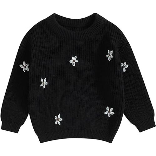 Mubineo Baby Girl Winter Clothes Cute Flower Sweater Crewneck Pullover Long Sleeve Knit Newborn Infant Sweaters