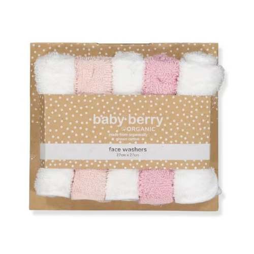 Babies' Organic Cotton 5 Pack Facewashers