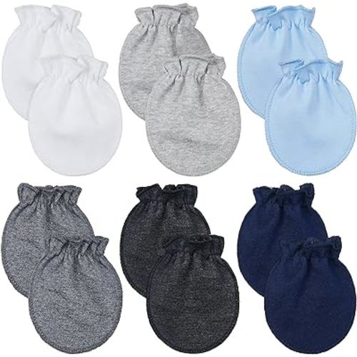 Syhood 6 Pairs Newborn Baby Mittens Cotton No Scratch Infant Gloves Mitten for Baby 0-6 Months Boys Girls