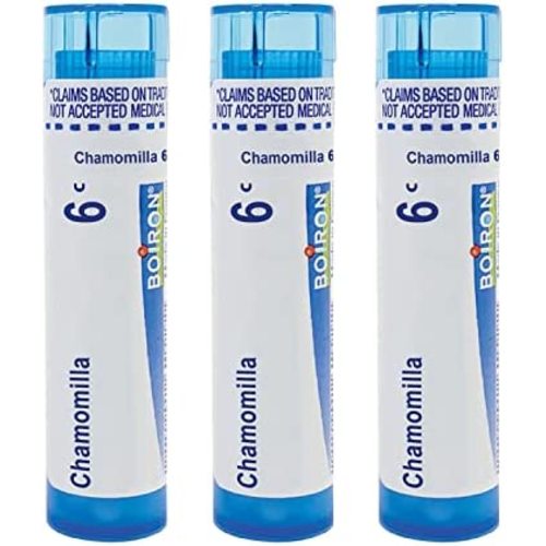 Boiron Chamomilla 6c to Alleviate Irritability, Restlessness, and Occasional Sleeplessness at Night - Pack of 3 (240 Pellets)