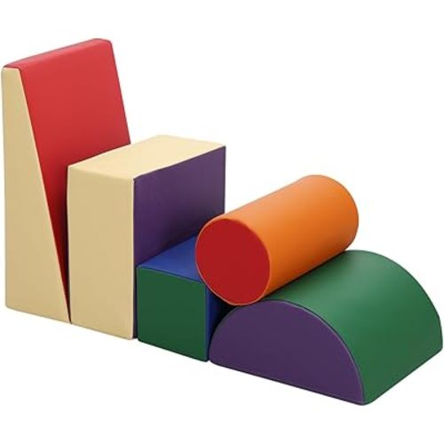 Toddler Climbing Toys Indoor: 5-Piece Soft PU Leather Baby Climbing Blocks - Soft Play Climbing for Toddlers - Safe Baby Play Gym(Classic)