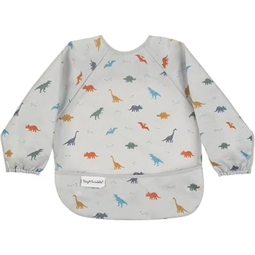 Tiny Twinkle Long Sleeve Bib for Babies & Toddlers – Waterproof Smock Bib for Eating – Machine Washable & Mess-Proof, Baby Feeding Essential & Shower Must-Have(Dinosaur, 6–24M)