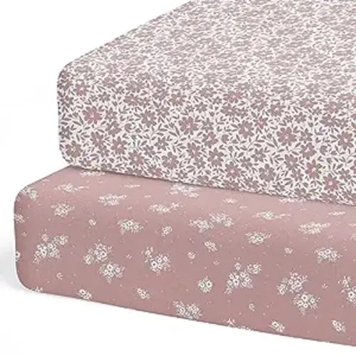 2-Pack Crib Sheet for Standard Crib & Toddler Mattress (Antique Rose) - Premium Fitted Baby Crib Sheets Girl - Buttery Soft Cotton Blend - Crib Mattress Sheets Fitted - Baby Bed Sheets