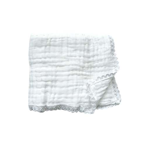Muslin 6-Layer Blanket - White Lace - Harp Angel Boutique