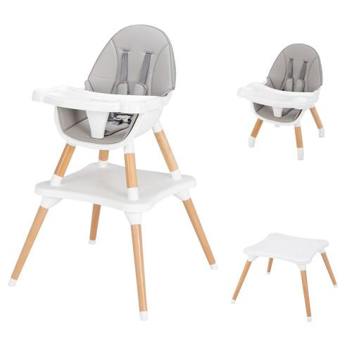 Ktaxon 5-in-1 Baby High Chair, Infant Wooden Convertible Chair, Gray