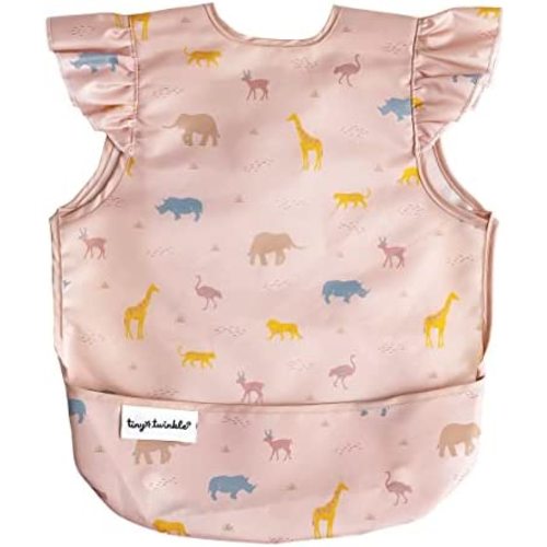 Tiny Twinkle Mess Proof Baby Bib - Waterproof Toddler and Baby Apron Bib - Machine Washable - PFAS and BPA Free