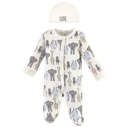 Hudson Baby Infant Boy, Preemie, Snap Sleep And Play And Cap 2pc Set, Royal Safari, Preemie