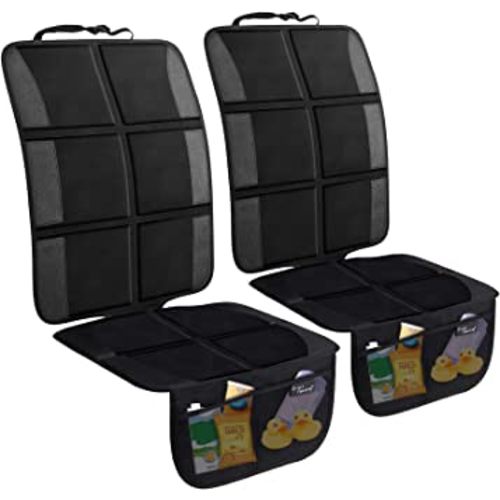 Car Seat Protector, 2 Pack Large Car Seat Protectors for Child Baby Car Seat with Organizer Pockets, Thick Padding Waterproof Car Seat Protector, Auto Vehicle Leather Seats Dog Mat Cover Pads, Black