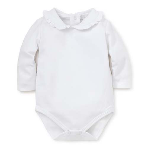White Kissy Basics L/S Ruffle Collar Bodysuit
