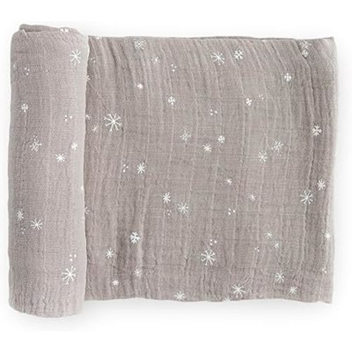 Little Unicorn Snow Flurries Cotton Muslin Swaddle Blanket | Single | 100% Cotton | Super Soft | Newborns and Infants | Large 47" x 47" | Machine Washable