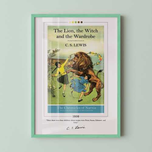 The Lion the Witch and the Wardrobe Book Cover Poster | C. S. Lewis, The Chronicles of Narnia Poster, Book Posters, Book Art, Canvas Print