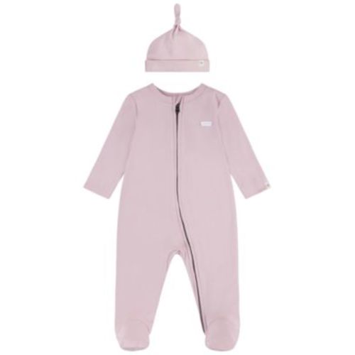 Baby Girl Footed Coveralls and Hat Set