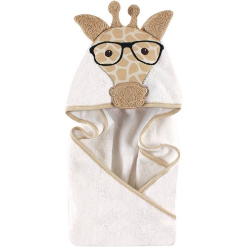 Hudson Baby Woven Terry Animal Hooded Towel, Nerdy Giraffe