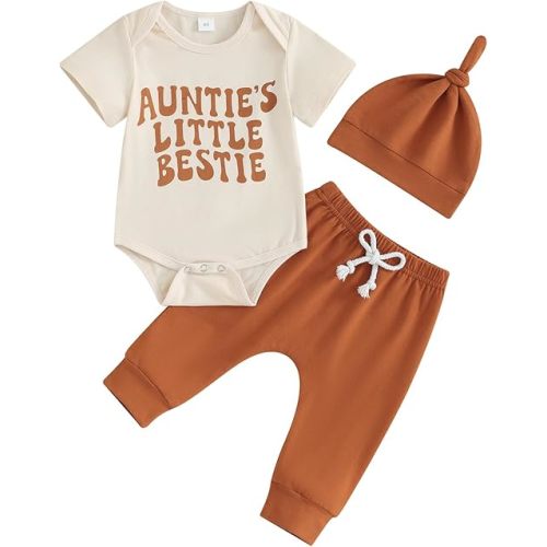 FIOMVA Newborn Baby Clothes Boy Funny Letter Short Sleeve Onesie Romper+Long Pants Set Infant Summer Outfits