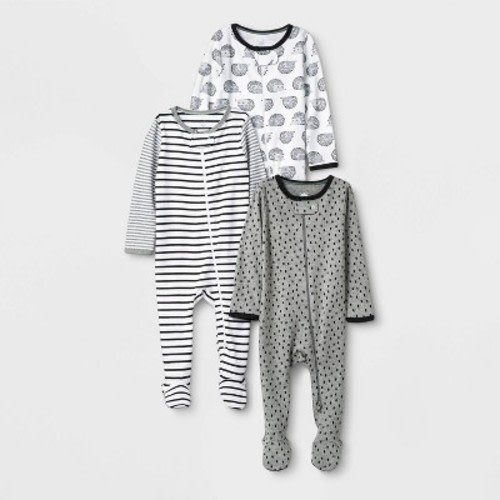 Baby 3pk Zip-Up Sleep N' Play - Cloud Island™ Black, Size: Newborn