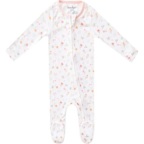 Copper Pearl Zip-Up Footie Baby Pajamas: Ultra-Soft Boys Pajamas and Girls Pajamas, Premium Knit Fabric in Stylish Prints, Tag-Free with Two-Way Zipper, Sized Newborn to 24 Months, Mabel