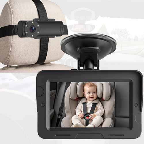 CUKIY Baby Car Camera, Backseat Baby Monitor for Car, 1080P HD Rear-Facing Infant Camera, See Baby Without Turning Around, Night Vision, 120° Wide View, Easy Install, Stable & Anti-Glare Display