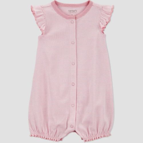 Carter's Just One You® Baby Girls' Ruffle Sleeve Striped Romper - Pink Newborn