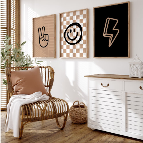 Rad Little Dude Gallery Wall Set of 3 Downloadable Prints, Retro Smile Face, Boy Nursery Decor, Neutral Kids Room, Quote Play Wall Art
