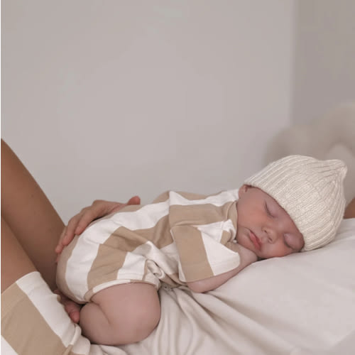 Stripes on Stripes Romper | Beige