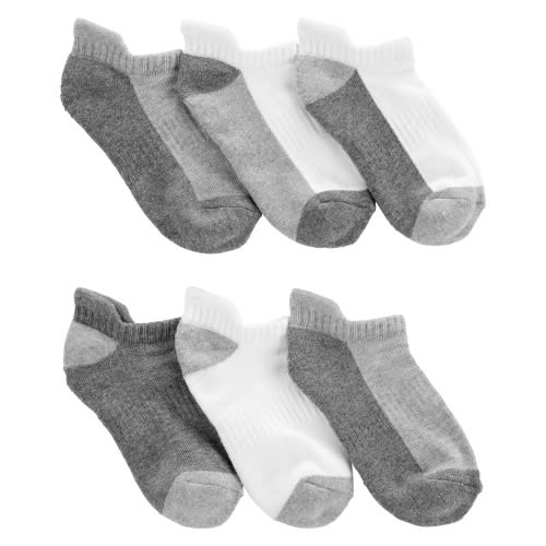 Kid 6-Pack Ankle Socks - 4-7 - Style,Grey