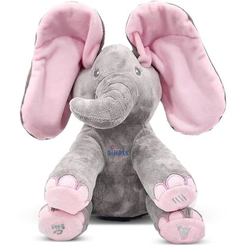 Dimple Peek A Boo Elephant Toy, Interactive Singing Stuffed Elephant Plush with Moving Ears, Musical Stuffed Animal for Babies and Toddlers, Adorable Elephant Baby Toy