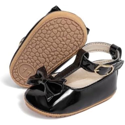 KIDSUN Infant Baby Girls Mary Jane Shoes Non-Slip Rubber Sole Ballet Slippers Princess Dress Wedding Shoes Newborn Crib Shoes First Walkers Shoes