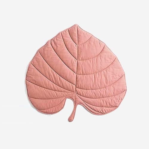 Bedmust Pink Leaf Shaped Baby Blanket Play Mat Newborn Baby Kid's Blankets Cotton Crawling Cushion Soft Washable Floor Mats for Kids Activity Carpet Kids Room Decor (47"x43", Anthurium Pink)
