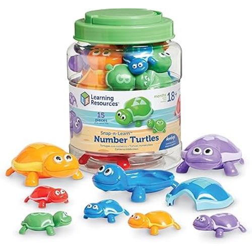 Learning Resources Number Turtles Set - 15 Pieces, Ages 18+ months Fine Motor Toys for Toddlers, Counting Toys for Toddlers, Color & Sorting Toy, Turtle Toys for Kids