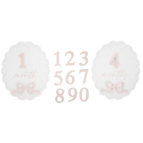 Pink Bow Scalloped Monthly Milestones Plaque