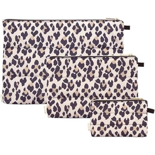 Itzy Ritzy Travel Packing Cubes Set of 3 – Lightweight Packing Cubes for Luggage, Diaper Bag & Purse - Made of Soft Puffer Material and Perfect for Travel - Set of 3 Different Sizes, Leopard
