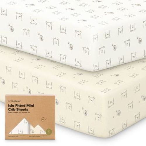 KeaBabies 2-Pack Isla Mini Crib Sheets, Pack and Play Sheets Fitted, Pack N Play Sheets, Fitted Crib Sheet (Bumble Bear)