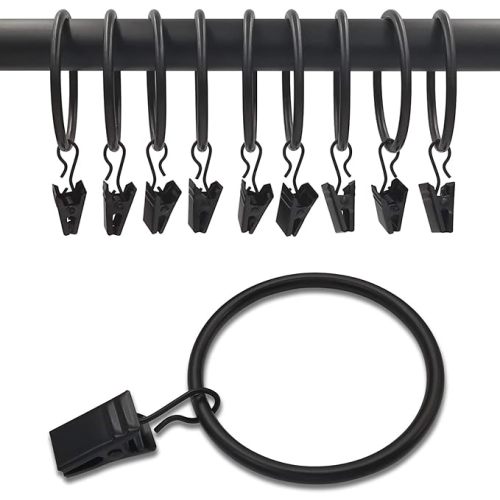 44 Pack Black Rings with Clips for Hangers