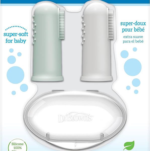 Dr. Brown's 100% Silicone Baby Finger Toothbrush and Toothpaste Set, 2-Pack Toothbrush & Infant-to-Toddler Training Toothbrush, Soft for Baby's First Teeth, Giraffe, 0-3 Years