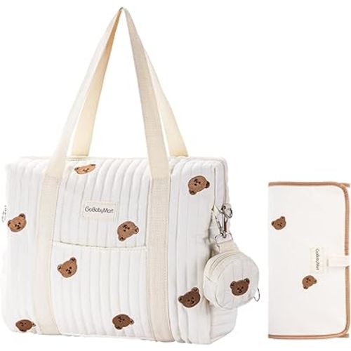 Large Diaper Bag Tote, Maternity Travel diaper tote, Multifunction baby bag, Baby Nappy Bags, Messenger bag (Medium - Bears)