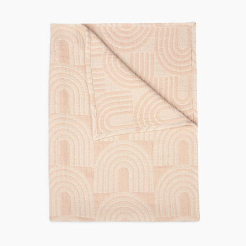 Crane Baby Cotton Muslin Jacquard Blanket - Rose Rainbow