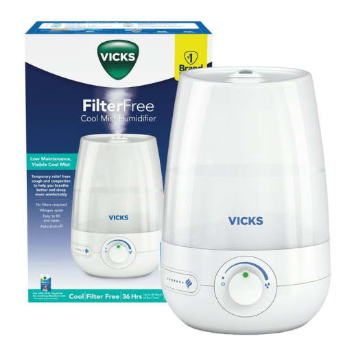 Vicks Vapo Ultrasonic Humidifier, Filter-Free, Variable Mist Control, White, VUL545