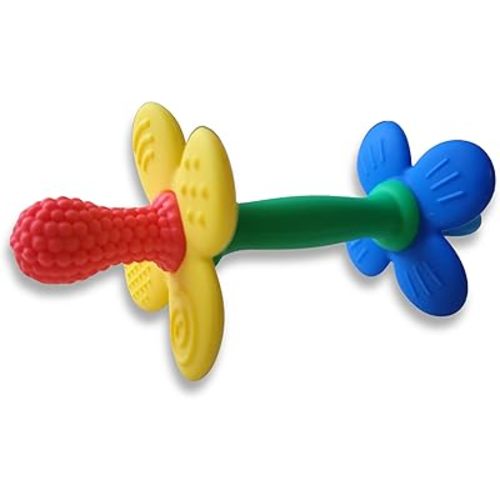Silicone Teether Tube Stick for Babies – Textured Teething Toy with Grip Handle, Reaches Front Gums & Back Molars, BPA-Free, Easy to Hold