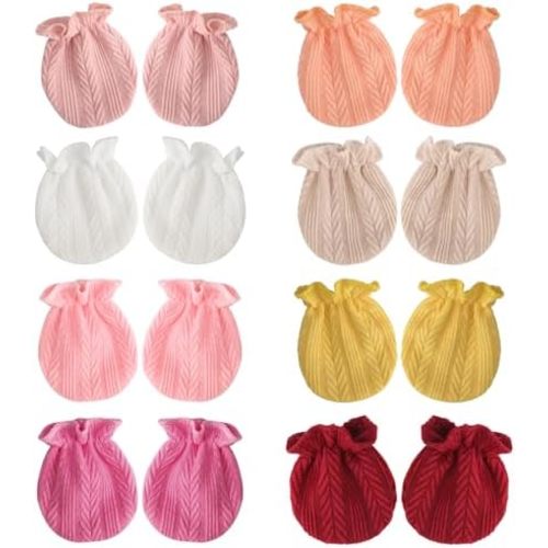 BQUBO Newborn Infant Toddler Mittens No Scratch Cotton Elastic Wrist Gloves Hypoallergenic for 0-6 Months Baby Boys Girls