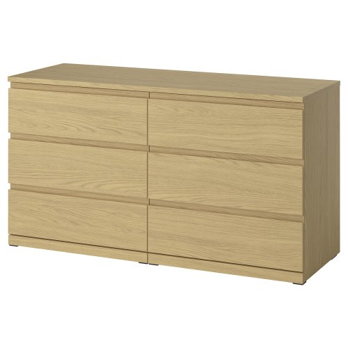 STORKLINTA 6-drawer dresser - oak effect/anchor/unlock-function