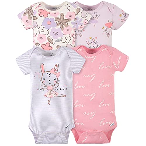 Gerber baby-girls 4-pack Short Sleeve Onesies Bodysuits