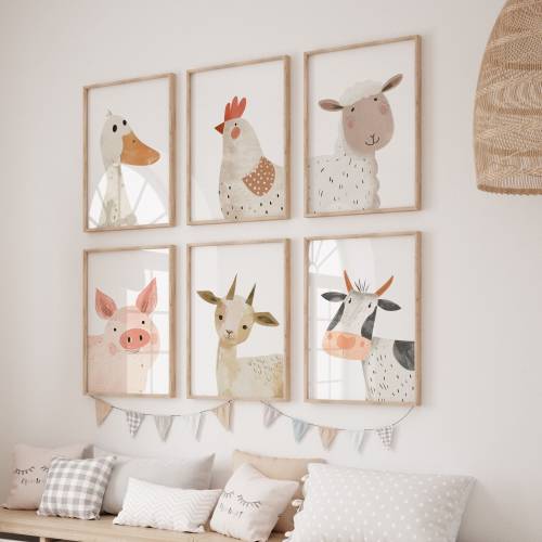 Farm Animal Nursery Prints: Mix & Match Kids Room Decor, Farm Prints, Playroom Decor, Farm Animal Prints