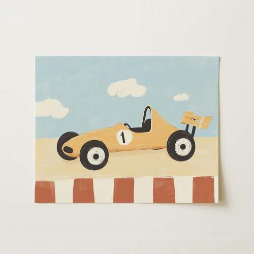 Race Car Nursery Print – Cute Vehicle Wall Art for Boys, Boys Room Decor