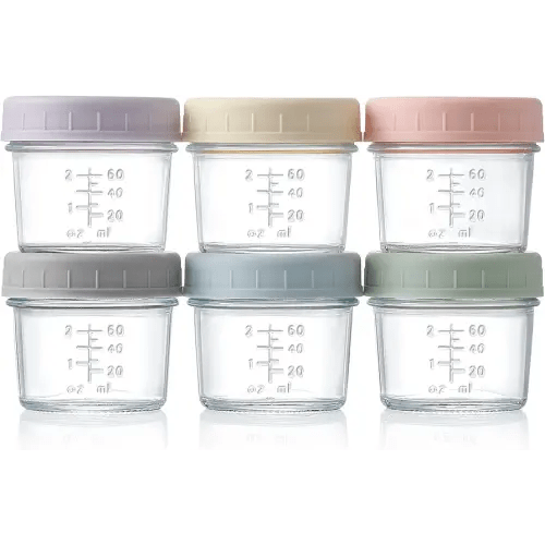 VITEVER 6 Pack Glass Baby Food Storage Containers - 4 oz Baby Food Storage Jars with Lids, Baby Food Maker, Microwave, Dishwasher & Freezer Safe