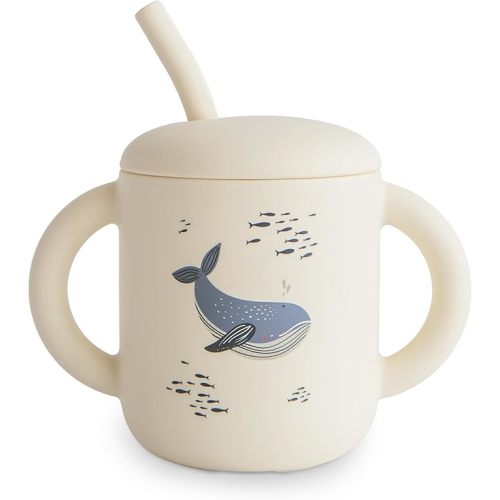 mushie 100% Silicone Training Cup & Straw for Toddlers | 6 Months+ (Whales)
