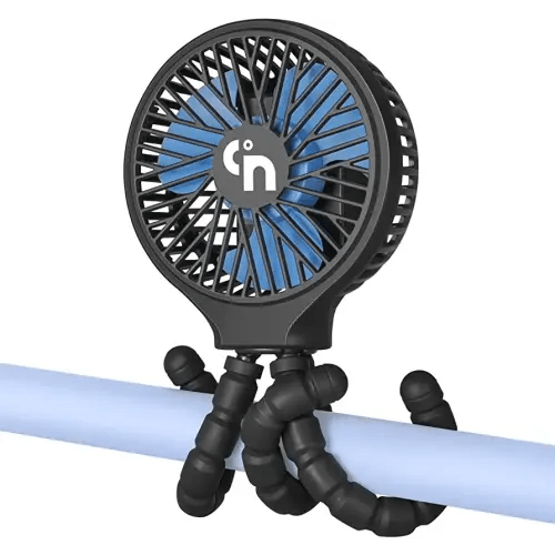 WiHoo Mini Handheld Stroller Fan,Personal Portable Car Seat Baby Fan with Flexible Tripod Fix on Stroller,USB or Battery Operated Desk Fan Adjustable 3 Speeds for Travel Treadmill Golf Cart