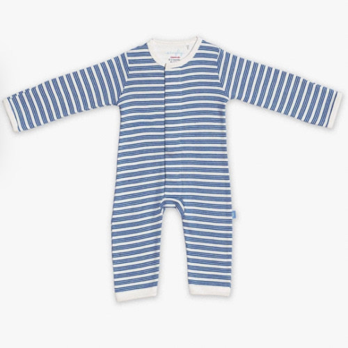 blue yarn-dye stripe organic cotton magnetic coverall – Magnetic Me