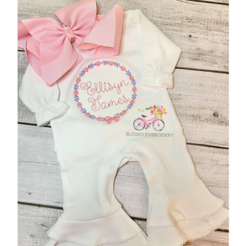 Girls Monogrammed Baby Romper – Blessed Embroidery & Boutique