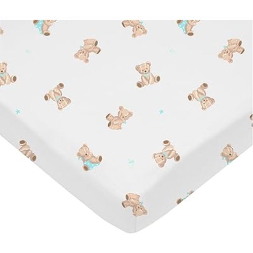 American Baby Company Fitted Mini Crib Sheet 24" x 38", Soft Breathable Neutral 100% Cotton Jersey Portable Sheet, Bear, Fits Most Pack N Play Mattresses