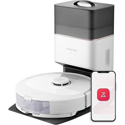 roborock Q8 Max+ Robot Vacuum and Mop, Self-Emptying, Hands-Free Cleaning for up to 7 Weeks, Reactive Tech Obstacle Avoidance, 5500 Pa Suction, DuoRoller Brush, APP-Controlled Mopping, White